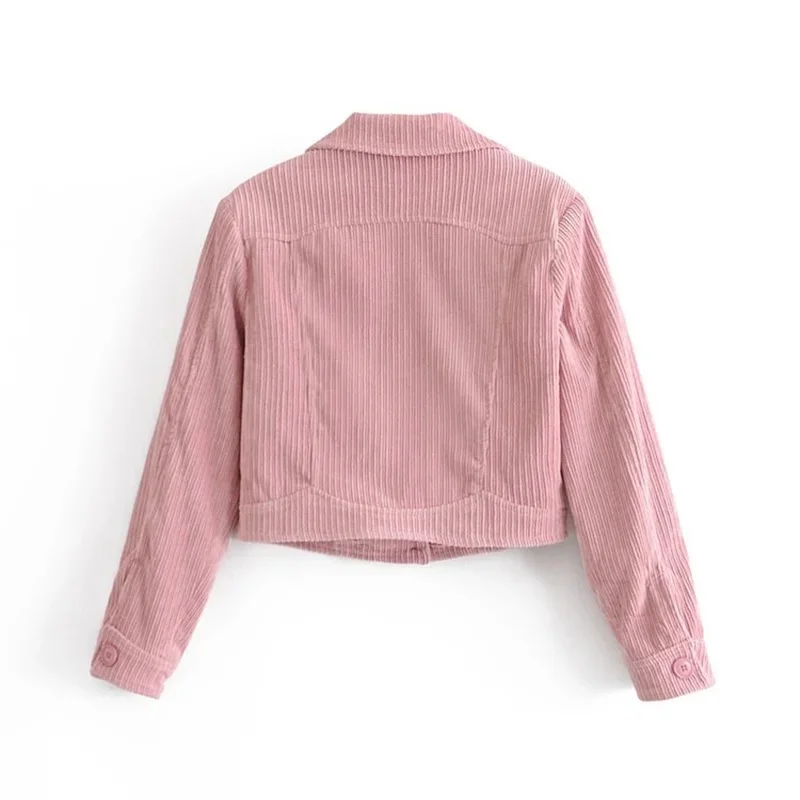 New Pink Corduroy Short Blazer Suit Women Sweet Slim Single Breasted Solid Colors Casual Office Blazer Y2k Retro Cute Streetwear