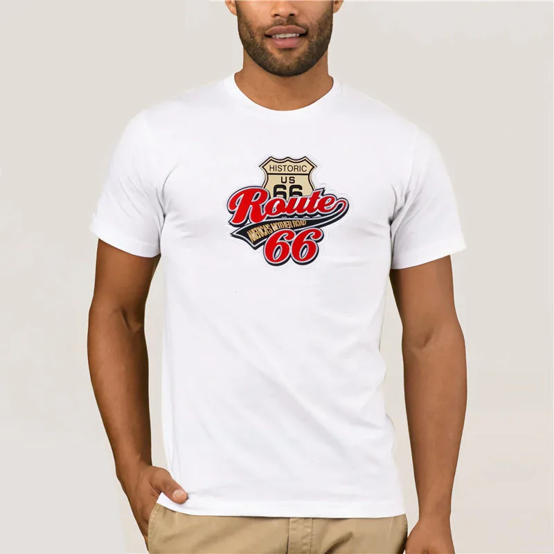 

2022 Route 66 Fasion Retro Casual T Shirt Men's Summer Black 100% Cotton Short Sleeves O-Neck Tee Shirts Tops Tee Unisex