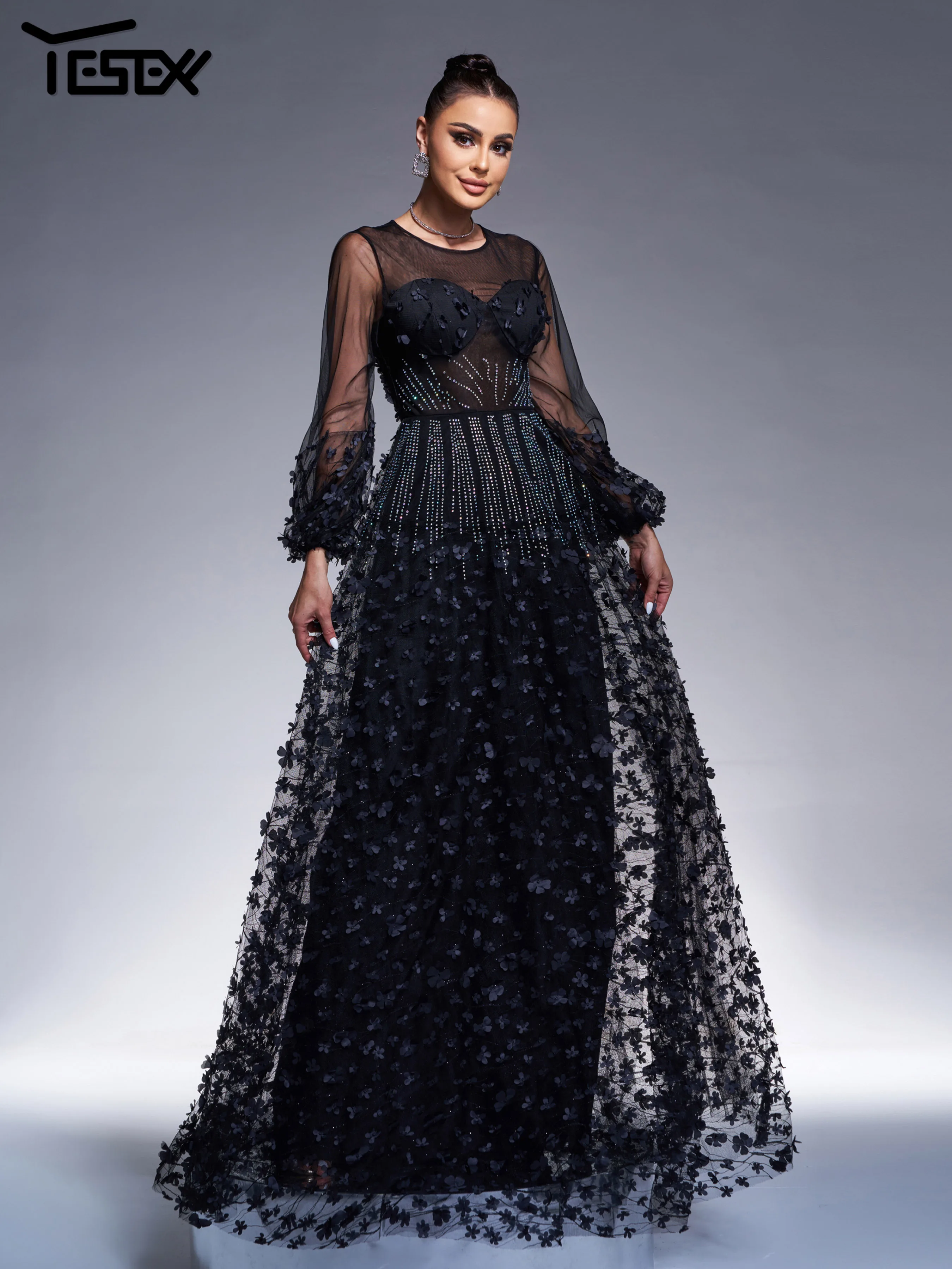 Yesexy черное тюлевое платье