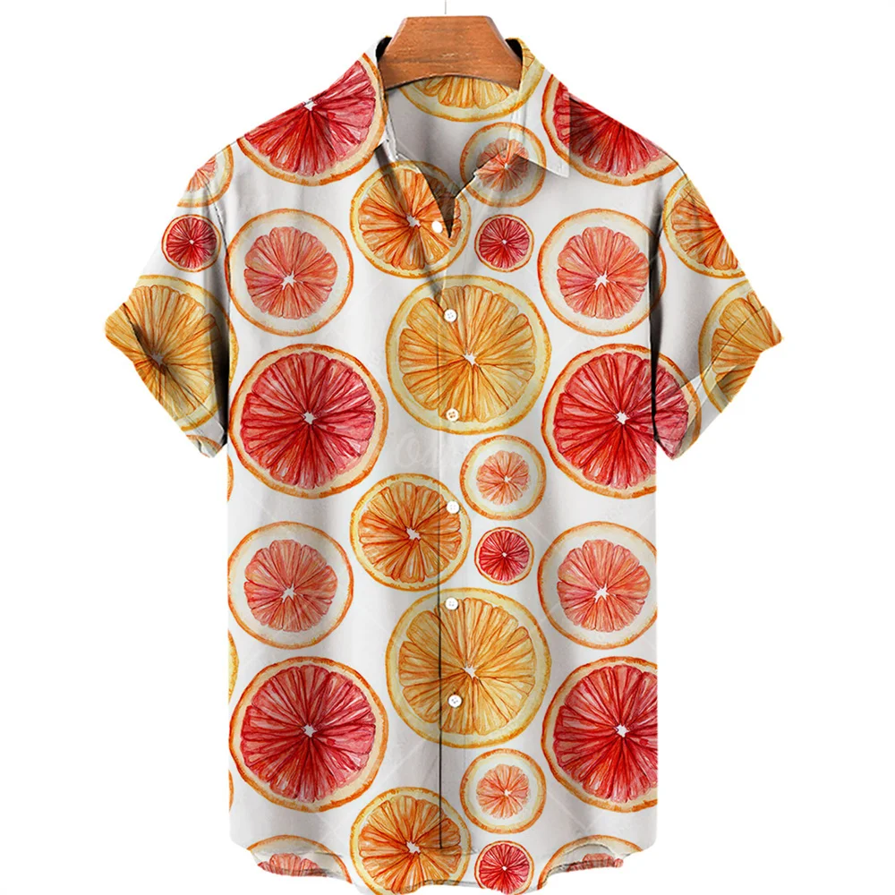Гавайская Мужская рубашка Fresh Fruits с коротким рукавом повседневная универсальная