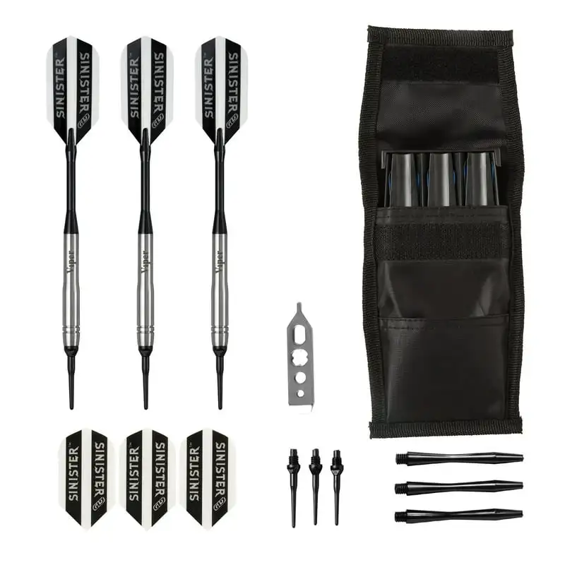 

Tungsten Soft Tip Darts Grooved Barrel 18 Grams and Single Black Case