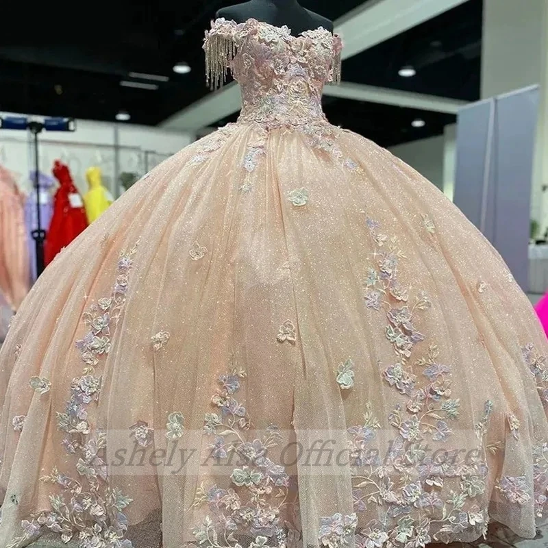 Индивидуальное платье шампанского для Quinceanera с рукавами-крылышками выпускного