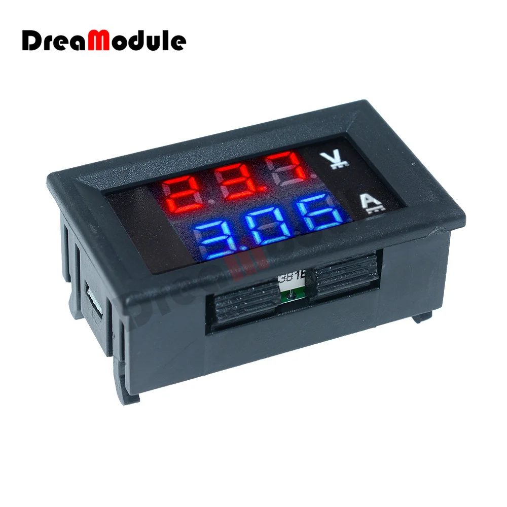 Цифровой вольтметр-амперметр, 0,28 дюйма, постоянный ток 0-100 в, 10 А, 2 в 1, мультиметр, 12 В/24 В, Вольт-амперметр, двойной дисплей на панели