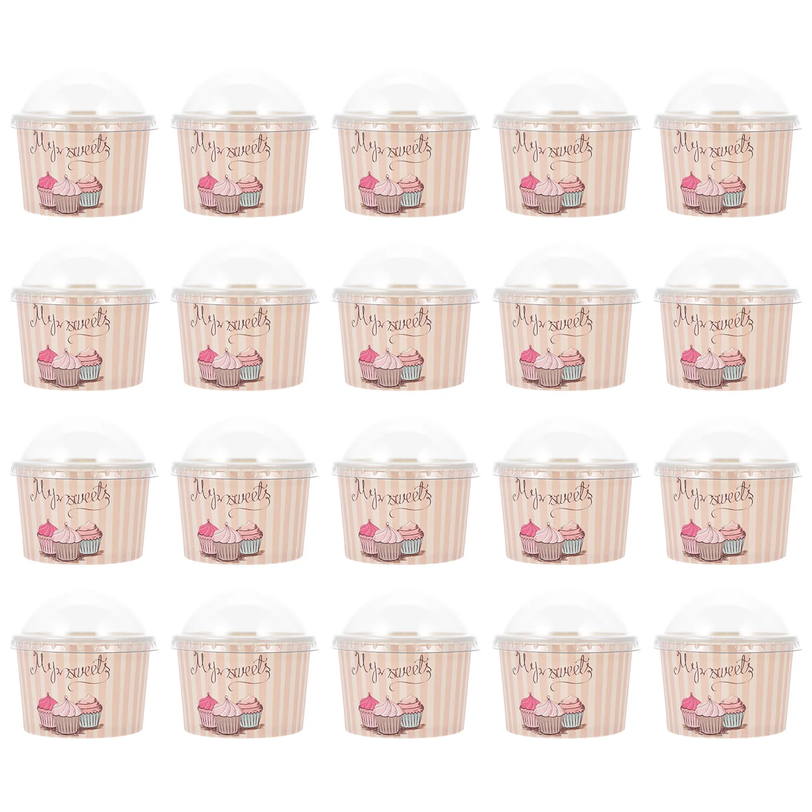 

50 комплектов, бумажные крышки для столовых стаканов, для мороженого, холодного супа, крышки, Шариковая чаша, одноразовые пластиковые контейнеры, упаковка для пудинга, десерта