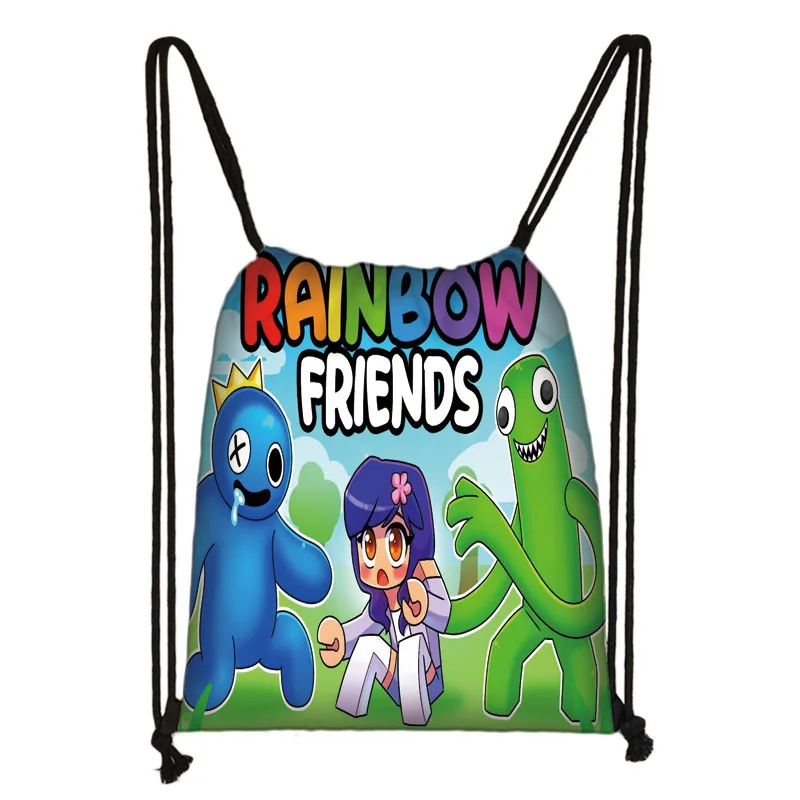 Радужный тканевый рюкзак на шнурке для друзей детей модная школьная сумка