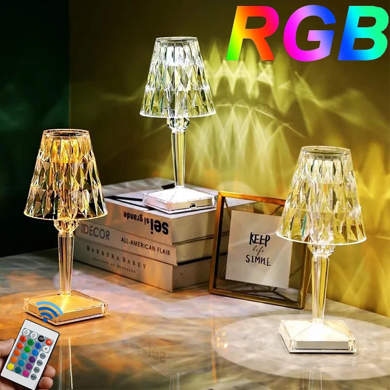 

LED Diamond Night Light USB Rechargeable Table Lamp Acrylic Living Room Atmosphere Lamp Touch Bar Light for Restauran/Gift
