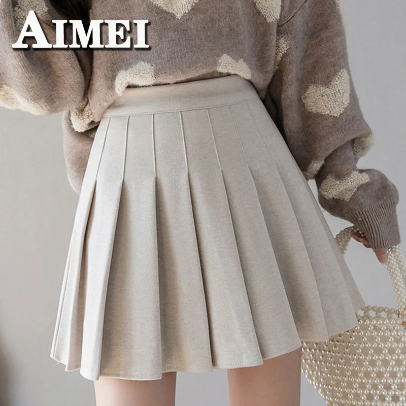 

Women's Y2K Clothes Autumn Winter New Thin Fashion High Waist Pleated A Line Short Skirt Versatile Casual Korean Style 2023