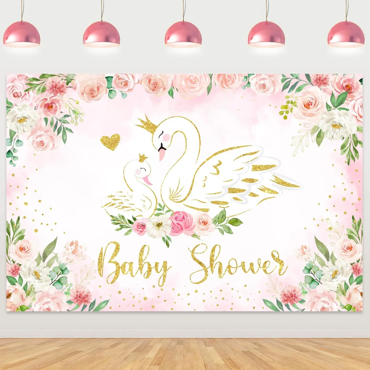 Sursurprise 5x3 фута Белый лебедь розовый цветочный фон детский душ фотография для