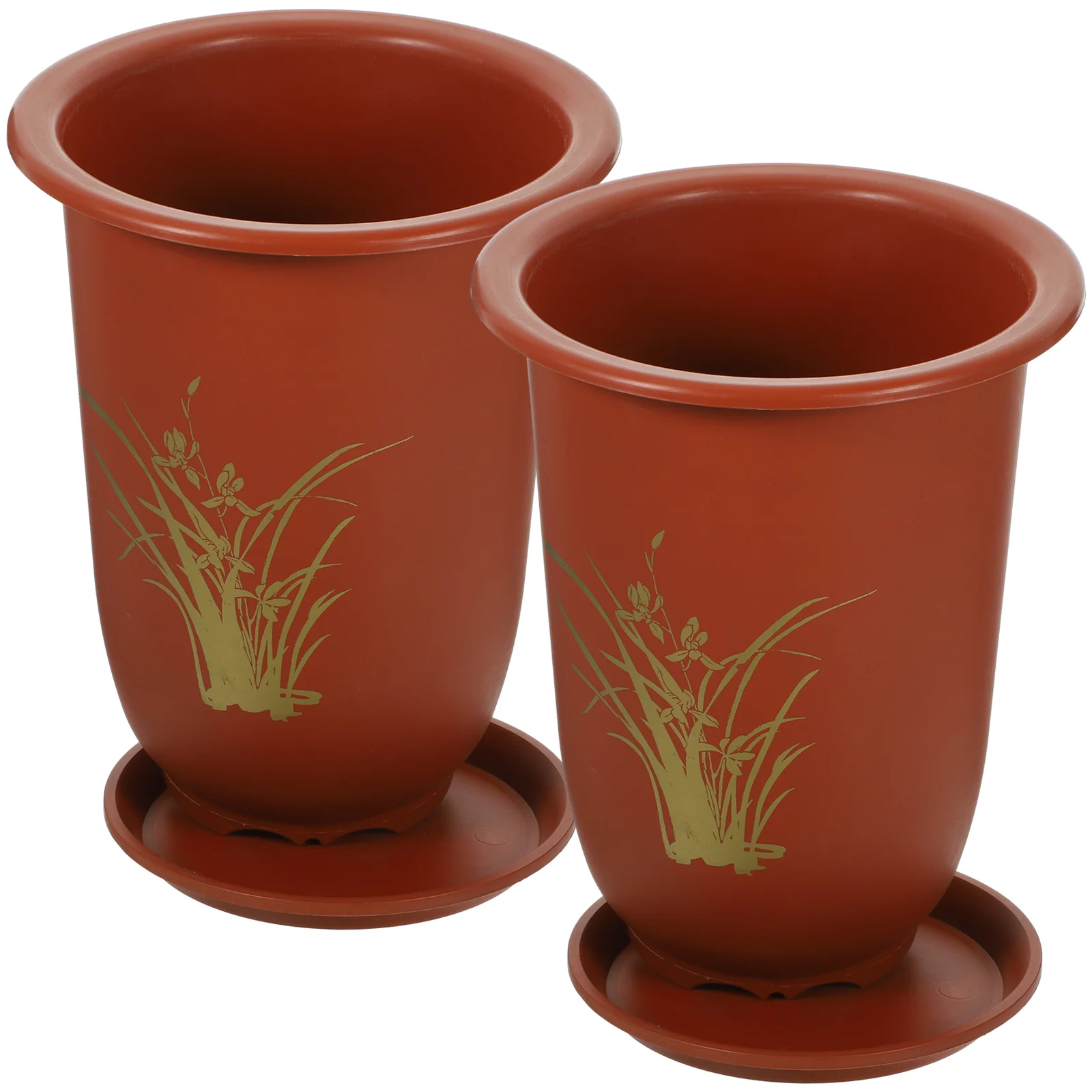

2 Pcs Flowerpot Resin Orchid Nursery Pots Saucer Beds Outdoor Potted Planter Planting Orchids