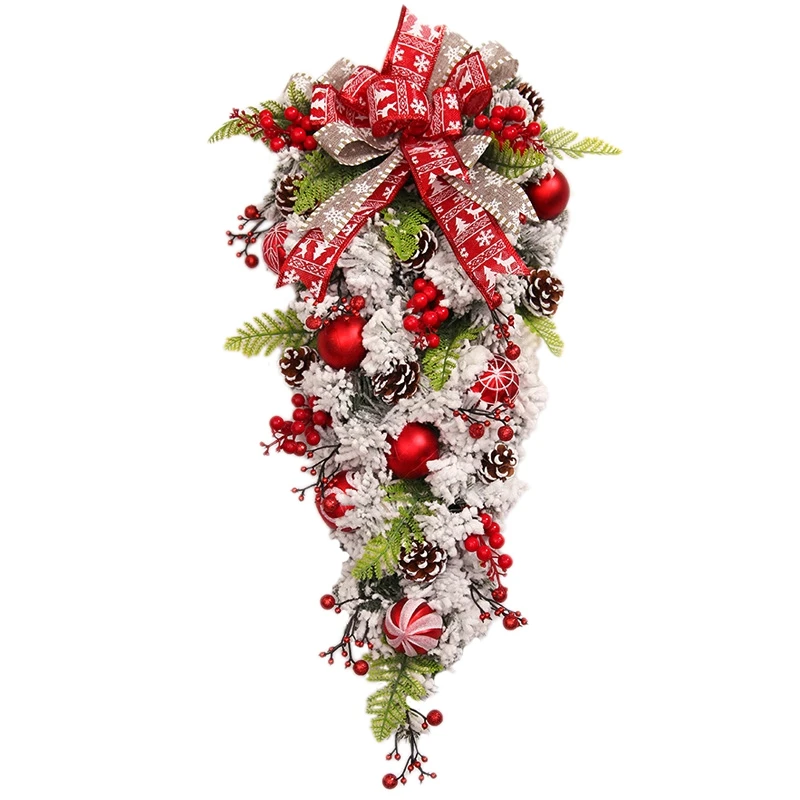 

Christmas Swag Artificial Lovely Teardrop Decor Door Swag For Home Christmas Ornaments Photography Props Festival Decor