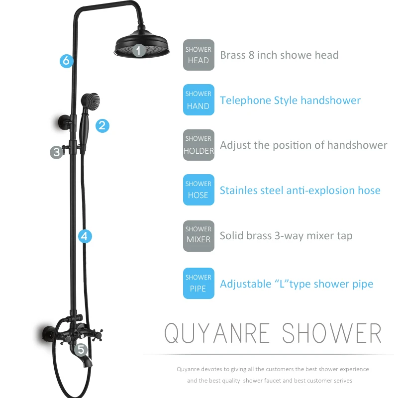 

Vidric Vidric Black Shower Faucets Set Wall Mount Bronze Black Shower Kit 3-way Mixer Tap Swivel Tub Spout Black Bath Shower Mix