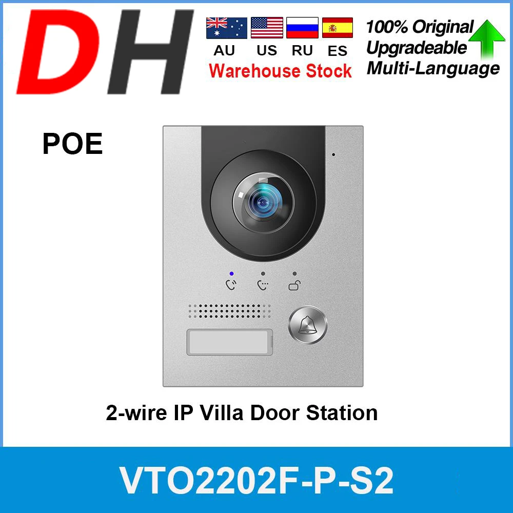 

Внутренняя связь DH, VTO2202F-P-S2 2-проводная IP-станция двери коттеджа Poe 2,8 мм, двухстороннее аудио, 2-дверное управление, дистанционное управление ...