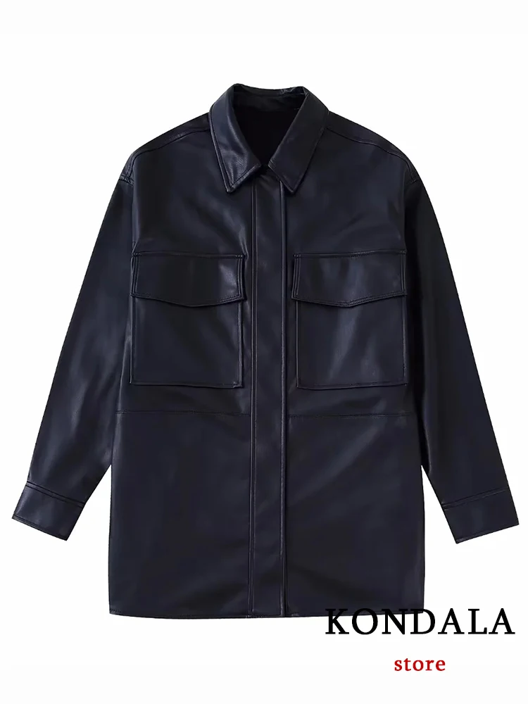 

Женский блейзер из ПУ кожи, с длинным рукавом, на пуговицах