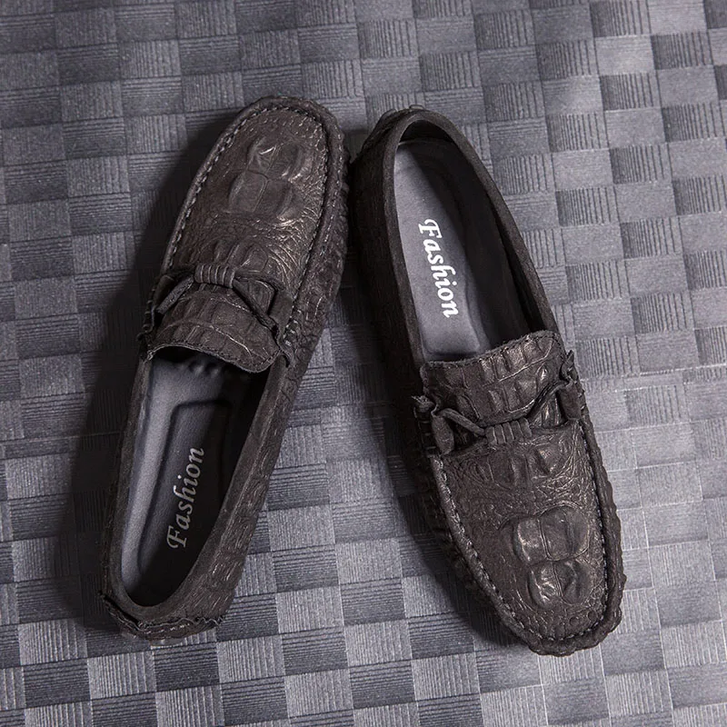 

Genuine Leather Loafers for Men Size 38-45 Slip on Shoes Male Driving Flats Casual Moccasins Comfy Crocodile Style Men's Loafers