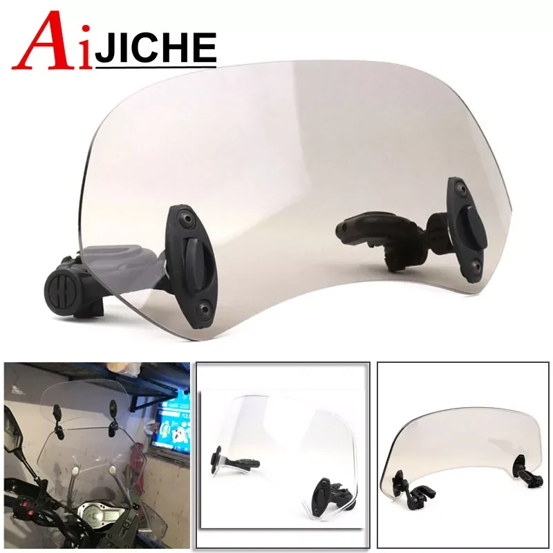 

NEW2023 Universal Motorcycle Scooter Adjustable Clip On Windscreen Windshield Extension Spoiler Wind Deflector Adjustable Lockab