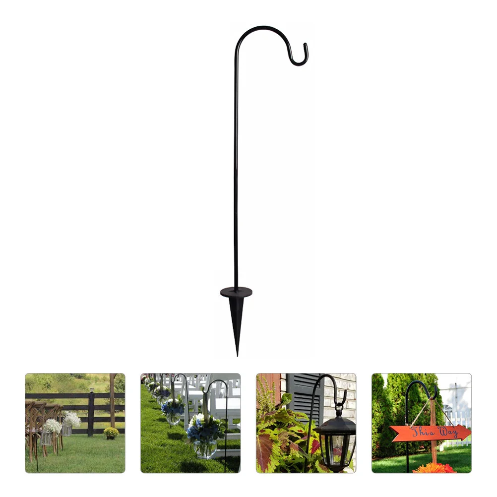

Outdoor Wedding Decor Iron Floor Plug Lantern Hook In-ground Hanging Stand Hanger 75X16CM Shepherds Garden Black