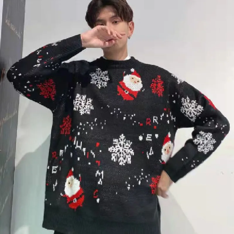 Рождественские свитера для пар мужчин и женщин осенне-зимний утепленный