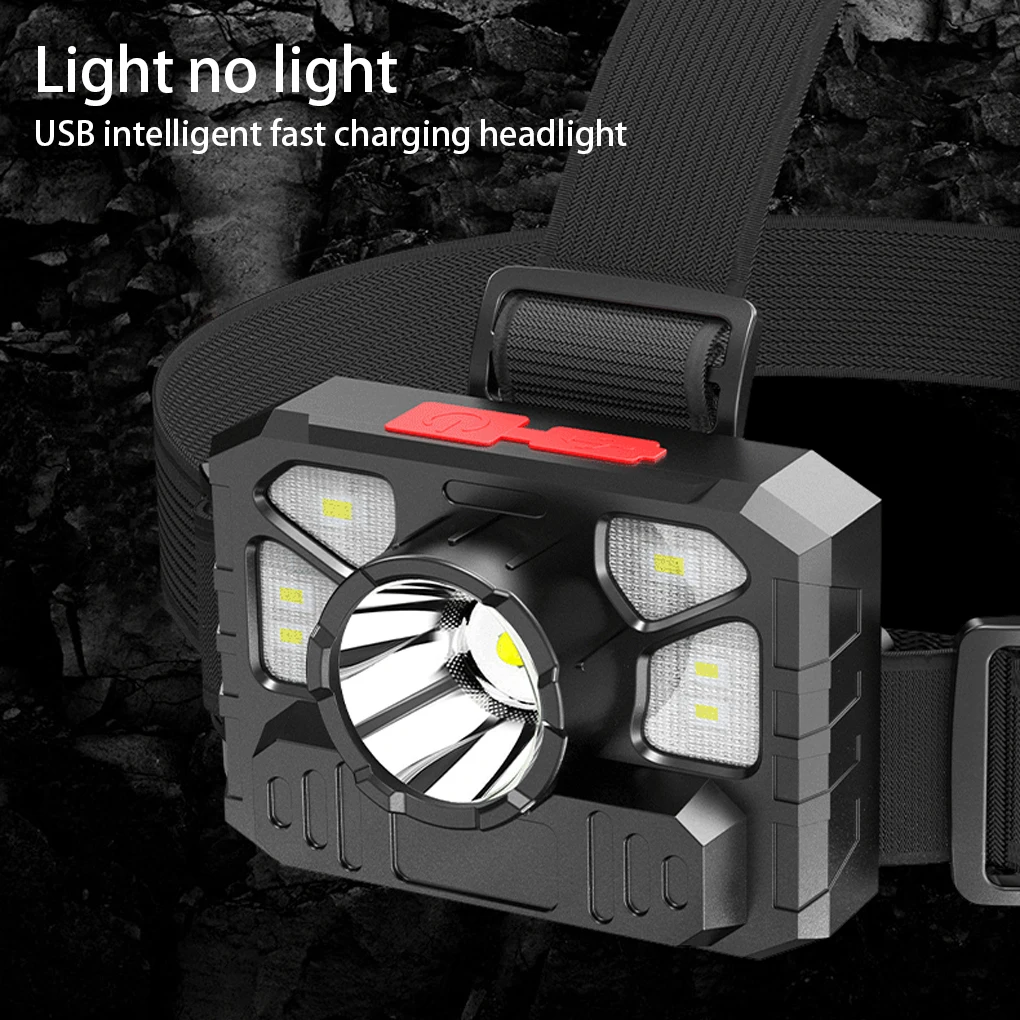 

USB Headlamp Adjustable Mini Long Range COB Headlight ABS Multipurpose Flashlight Powerful Spotlight Home Camping