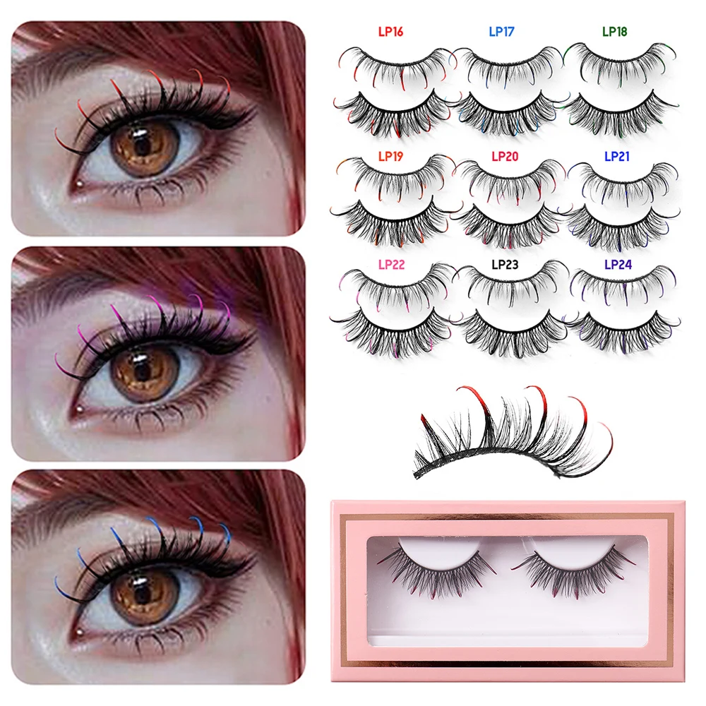 

1Pair Curly Colored Eyelashes Halloween Fake Eyelashes Halloween Style False Eyelash Extension Long Make-up For Women Cosmetic