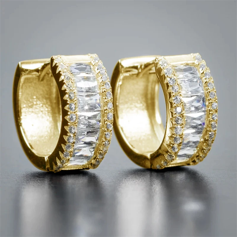 

New Minimalist Hoop Earrings for Women Luxury Inlaid Shiny Cubic Zircon Temperament Female Earrings Wedding Jewelry Wholesale