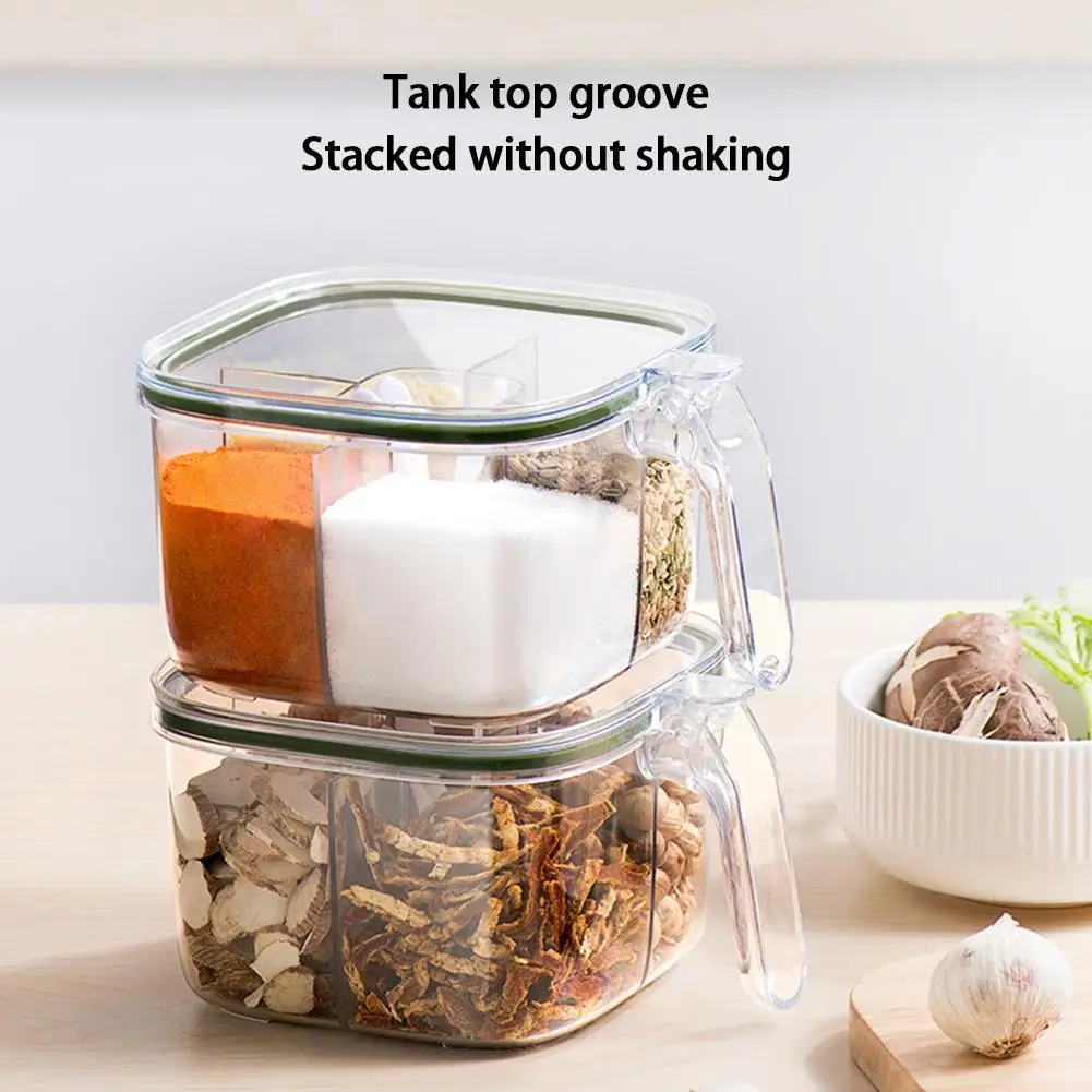 

Household Seasoning Jar Transparent Anti-slip Kitchen Spice Box Seasoning Bottle Storage Box With Handle