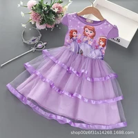 girls elsa dresses elsa costumes princess anna dress for girl summer short sleeve three layer cake dress