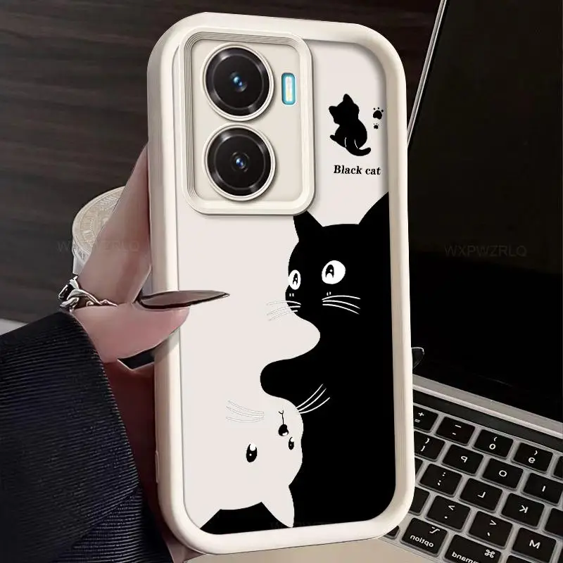 Чехол для телефона с милым рисунком кота vivo Y77 Y77e t1 iQOO Z6 Lite матовая мягкая