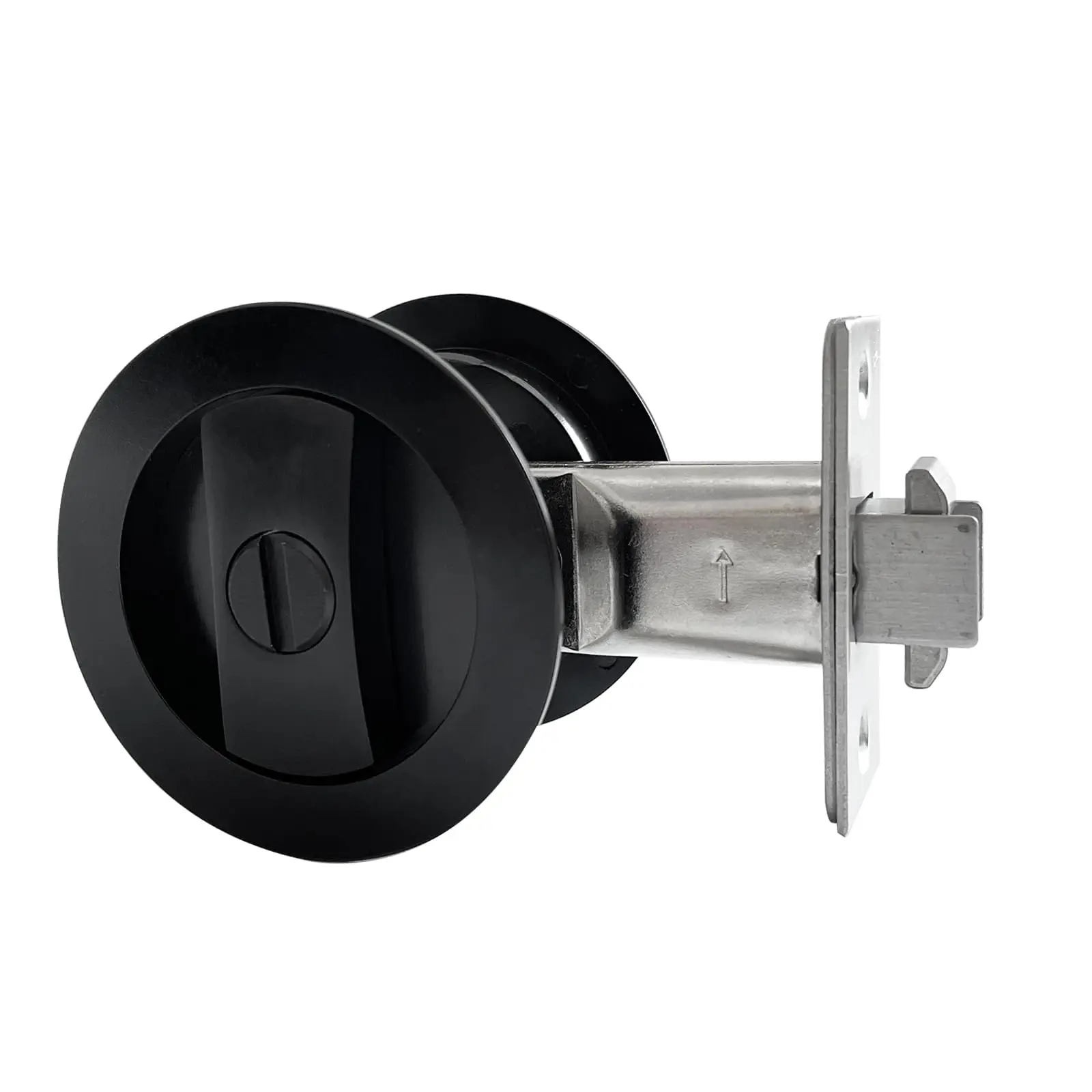 

Round Pocket Door Lock with Keys Recessed 2 Sided Handle Hardware for Privacy Barn Door and Sliding Door with Latch