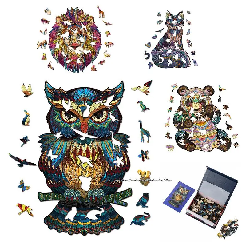 

Unique Owl 3D Wooden Puzzle Adult Kids Jigsaw Puzzles Panda Wooden Animal Puzzle Gift Box Packaging Children Holiday Gifts Toys
