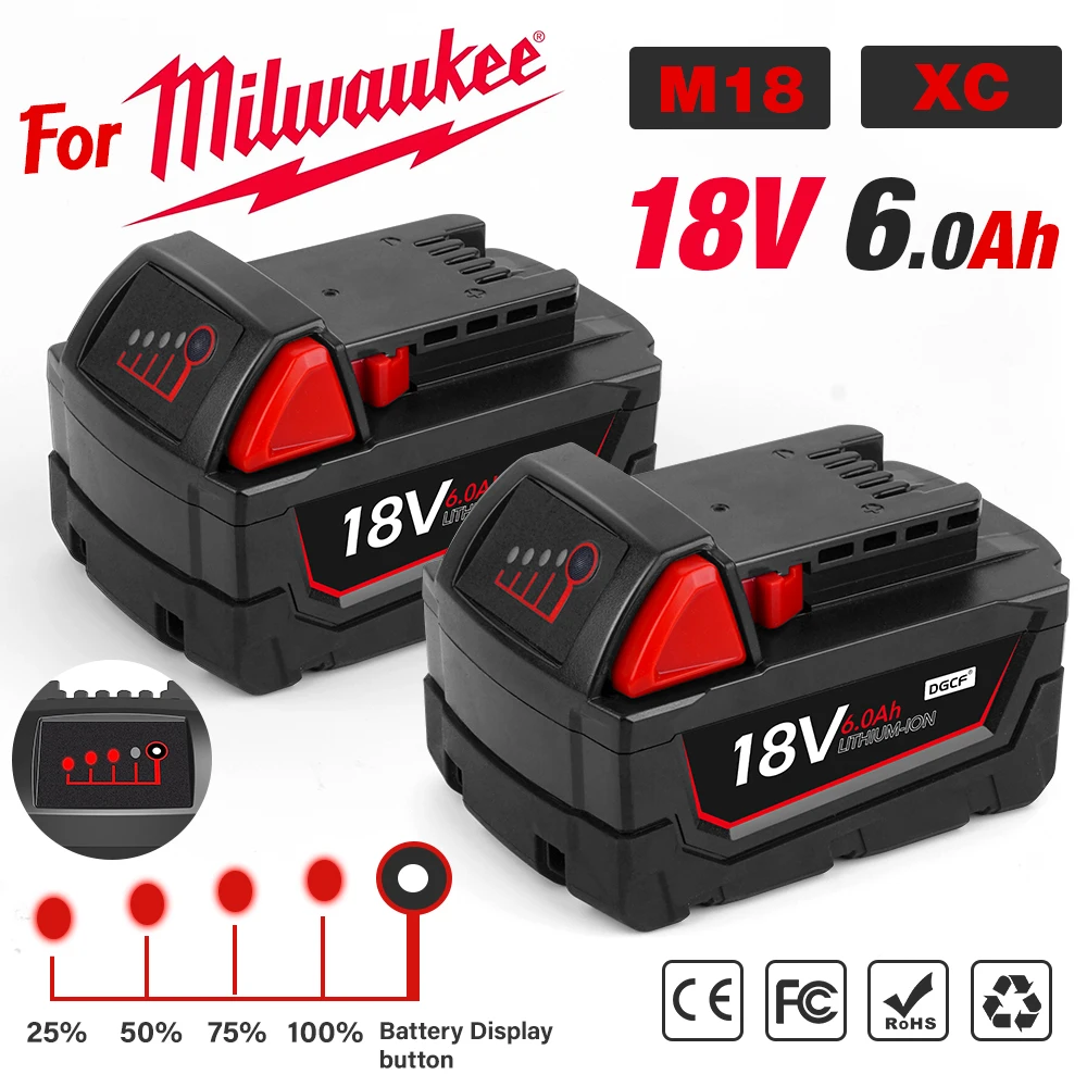 

Литиевая батарея 18 в 1860 Ач 1850 Ач 1840 Ач 48-11-1820 48-11-48-11-48-11-48-11-аккумуляторные батареи для Milwaukee M18 XC