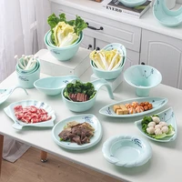 kitchen tableware set ceramic sushi dishes salad soup bowl plates and bowls set vegetable beef platter hot pot seasoning bowl