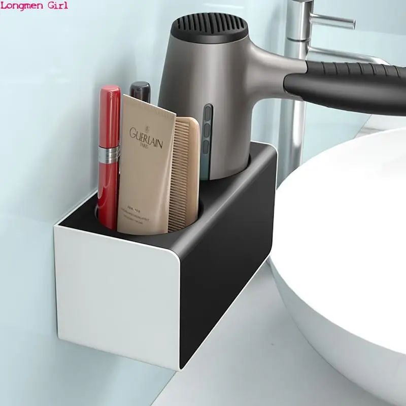 

Bathroom Finishing Brush Hair Dryer Rack Wall-mounted Shelf Makeup Storage Nailless Toothbrush Holder Shower Organizer