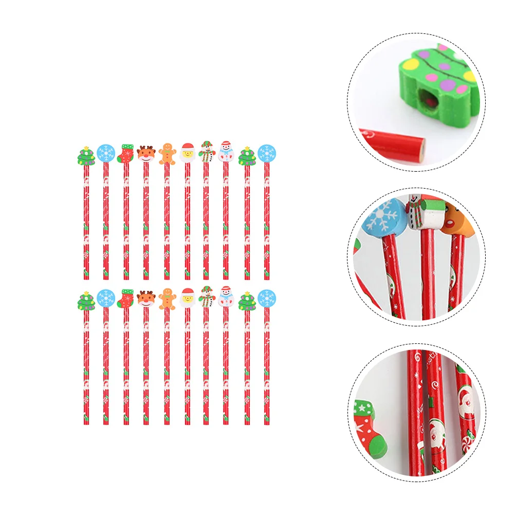 

20 Pcs Kids Mechanical Stationery Set Student Wood Christmas Supplies Toddler
