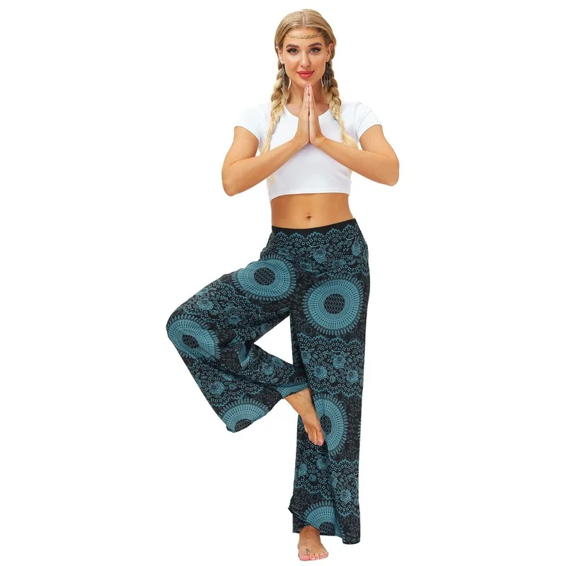 

Floral Women's Printed Wear Summer Casual Loose Wide-Leg Pants Comfortable and Breathable leggings with pockets pants plus size