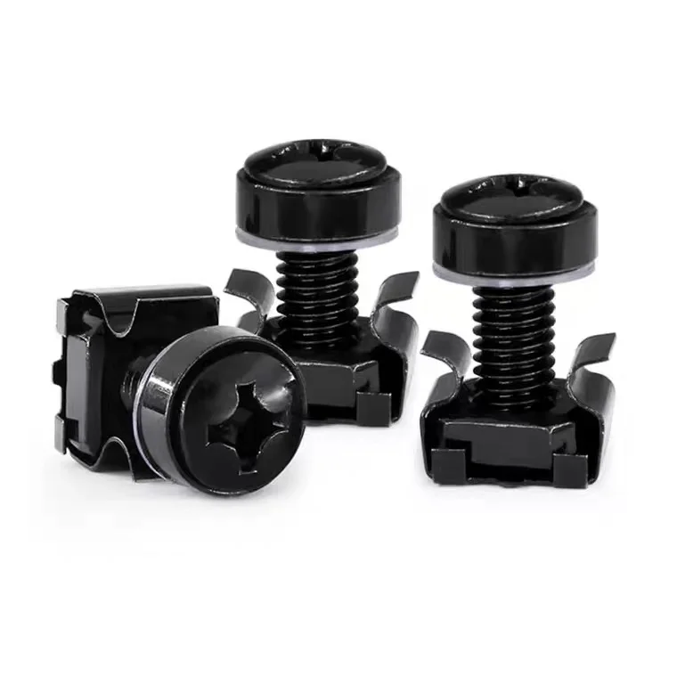 

10 комплектов черных гаек для сетевого шкафа, оцинкованных винтов с короной