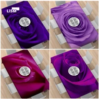 beautiful purple rose tablecloth pattern waterproof oilproof rectangular polyester home decor wedding party kitchen table cover
