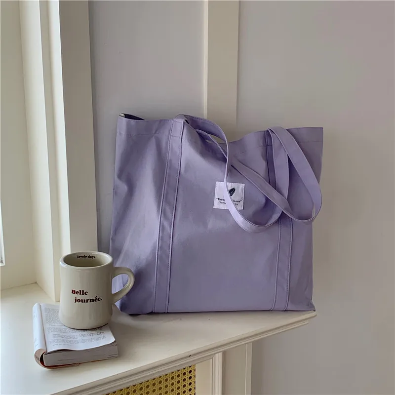 

Large Capacity Handbag for Women Shoulder Bag Solid Color Small Fresh Canvas Bags Literary Women Buckle Tote Bags Female Fashion