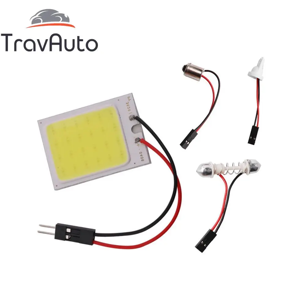 

2Pcs 24 SMD COB White Panel LED T10 Car Interior Panel Light Dome Lamp Bulb