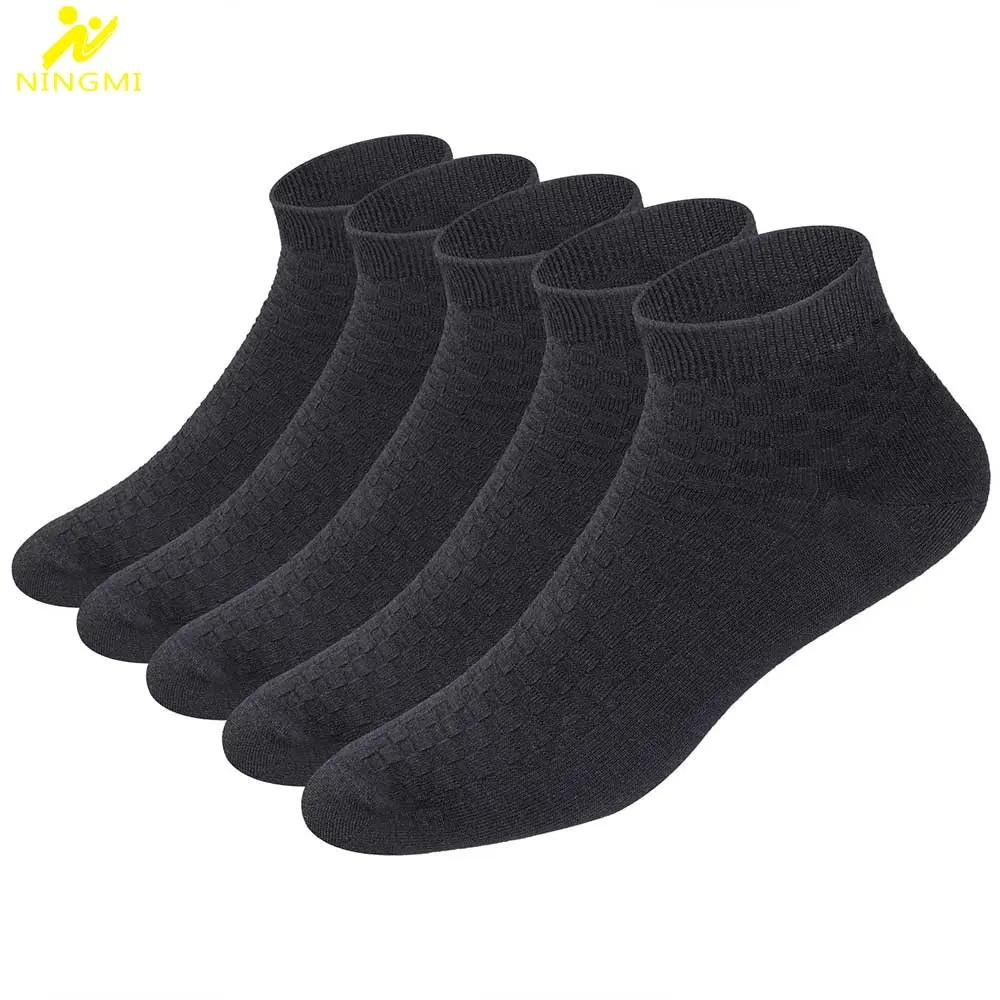 

NINGMI 5pairs/Lot Men's Bamboo Fibre Socks Male Crew Socks Breathable Anti-Bacterial Socks Short Casual Socks Solid Color Soft