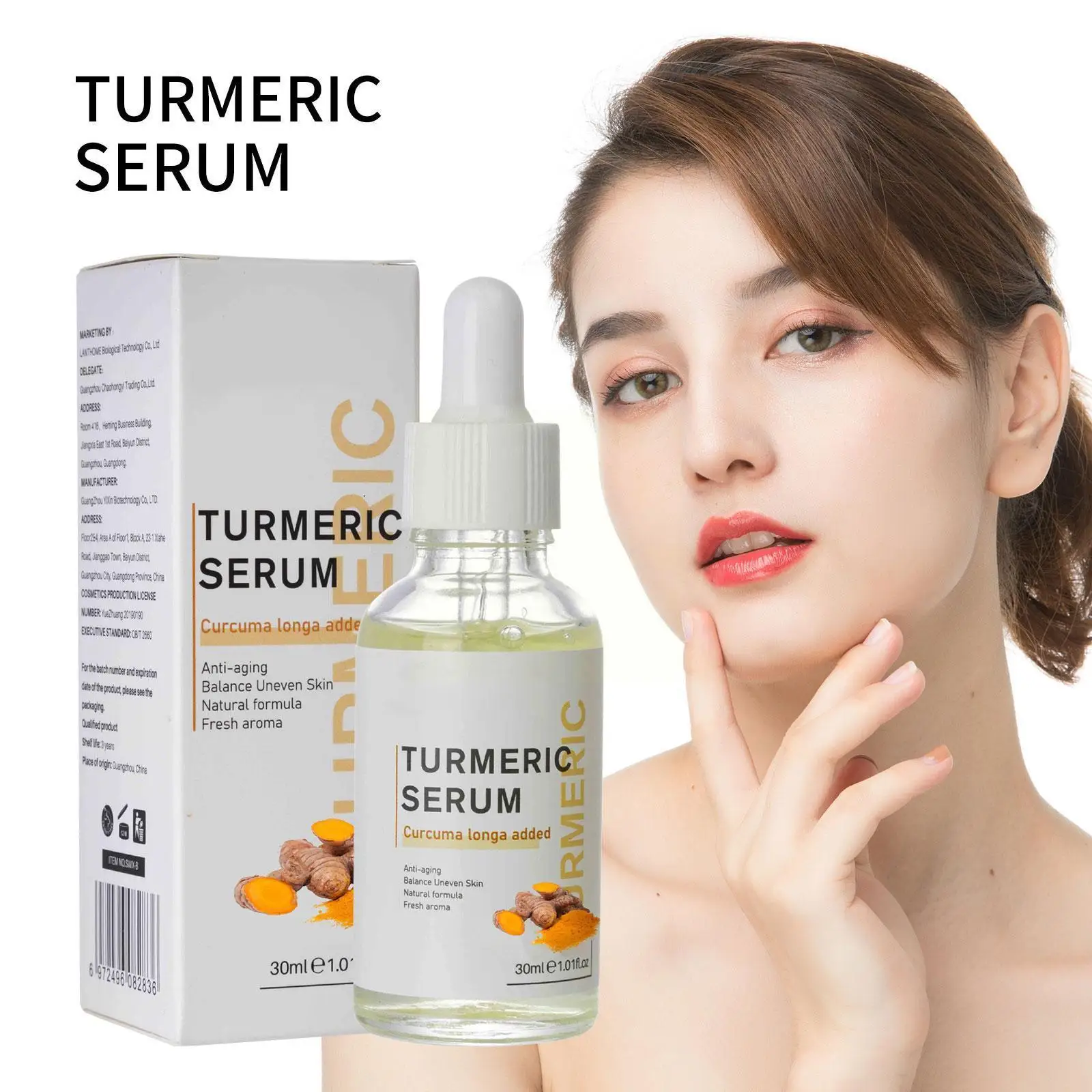 

30ML Turmeric Face Serum Whitening Dark Spot Remover Facial Acne Skin Care Essence Bright Scar Corrector Improve Roughness Y5Q2