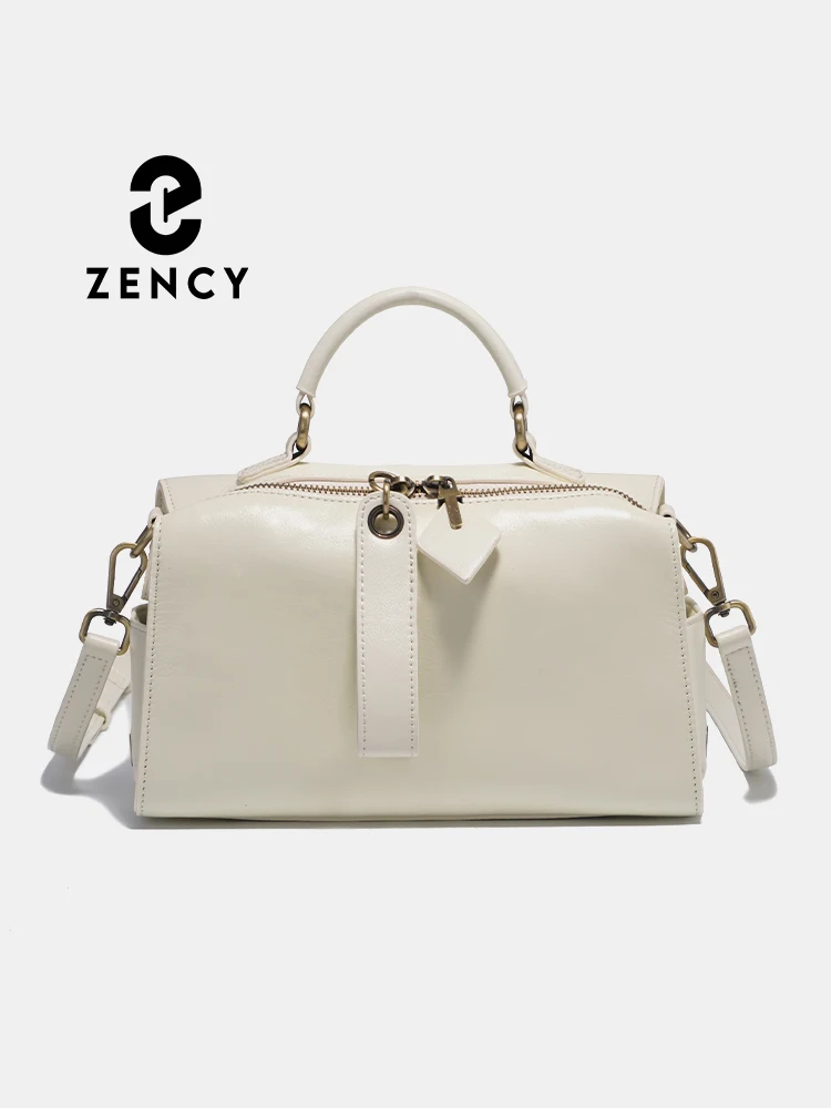 Zency 2023 Summer Top Leather Retro Ladies Handbag HIgh Grade Luxury Women Shoulder Bag Satchel With Ethnic Style Wide Strap