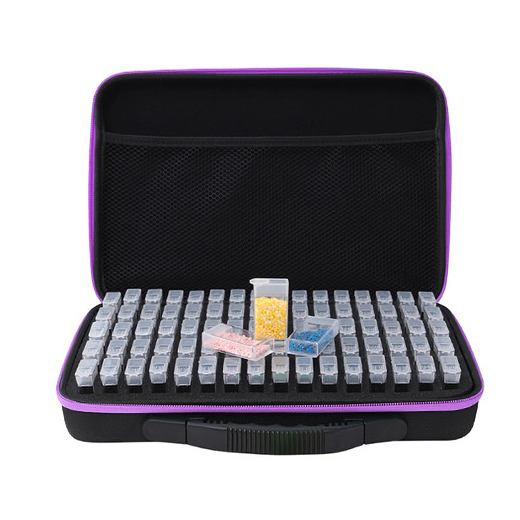 

80 Bottle Diamond Storage Box 5d Diy Diamond Painting Tool Mosaic Embroidery Accessories Portable Bag Kit Shockproof & Anti-Fall