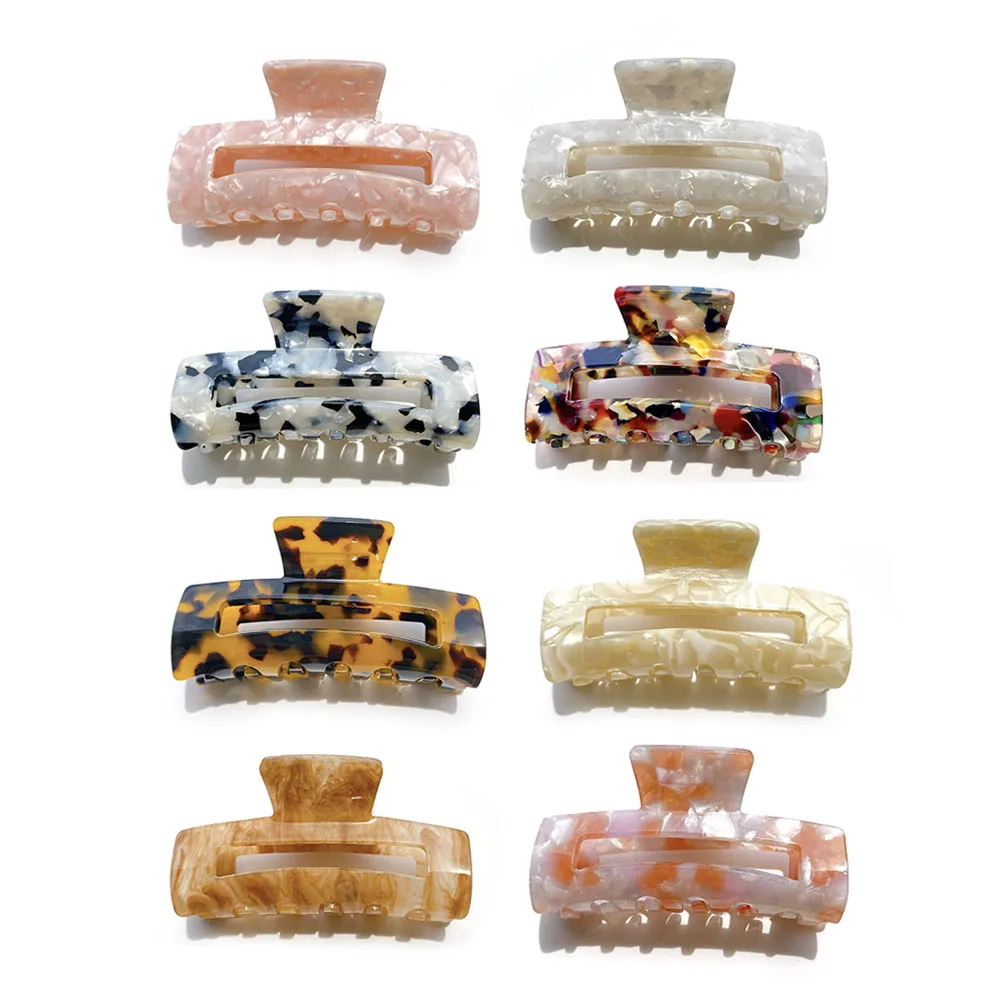 

High Quality Geometric Acetate Hair Claws Large Square Hair Crabs Clip Leopard Grain Hair Clamps for Women Hair Accessories