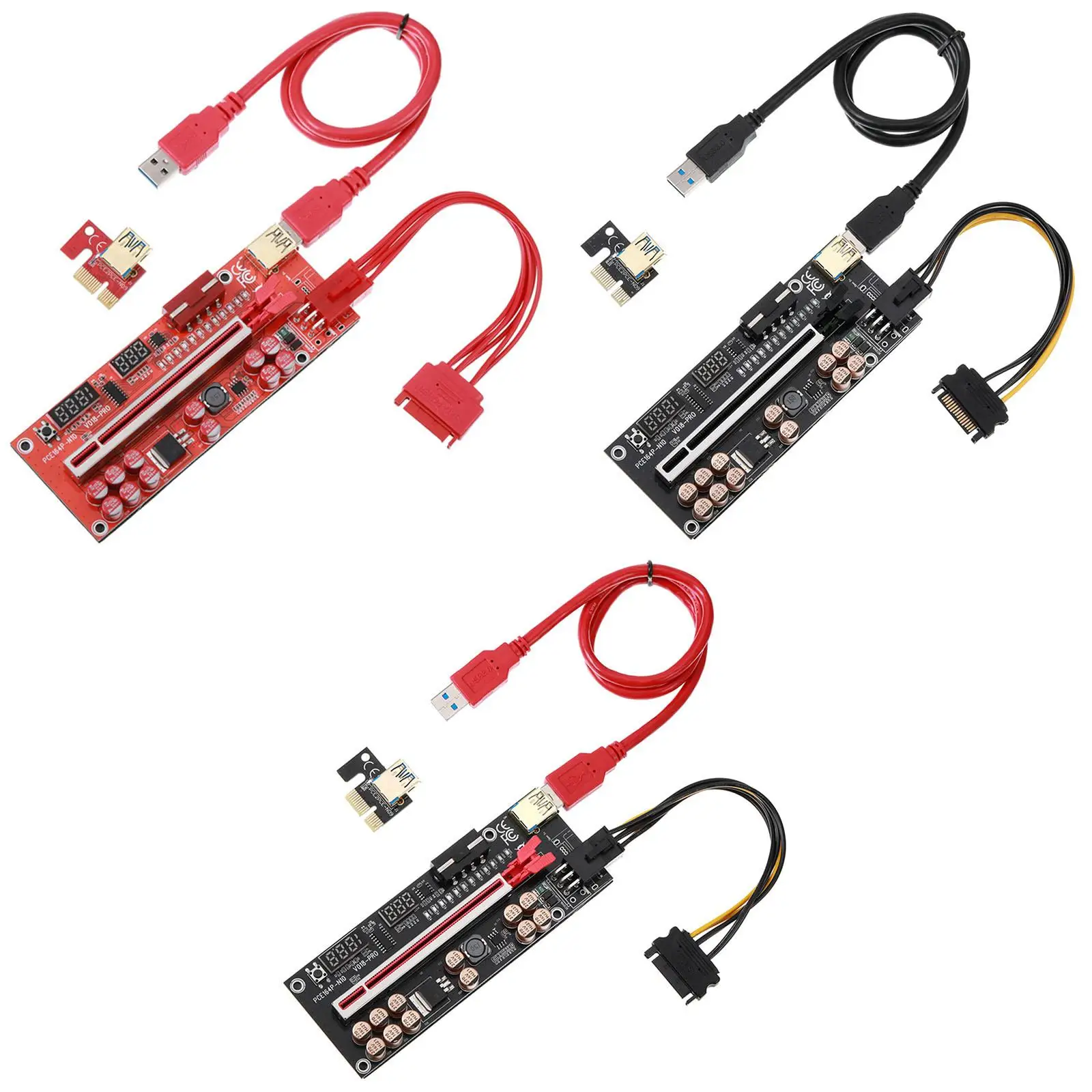 

Кабель питания Pci-E Райзер 6-контактный SATA, 12 твердых конденсаторов, 60 см, USB-удлинитель PCIe 1x на 16x, удлинитель для видеокарты