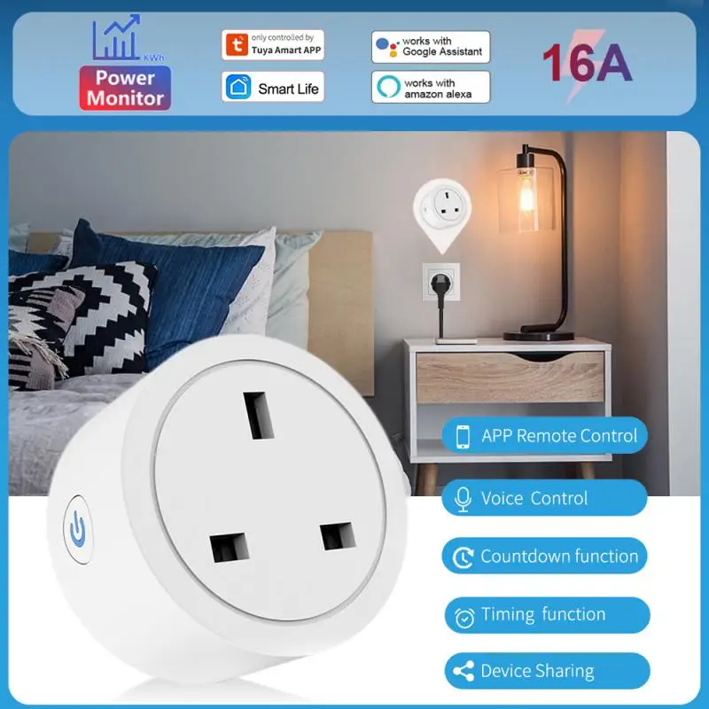 

16a Tuya Wifi Uk Smart Socket Timing Function Power Socket Smart Life App Uk Smart Plug Outlet Works With Alexa Google Assistant
