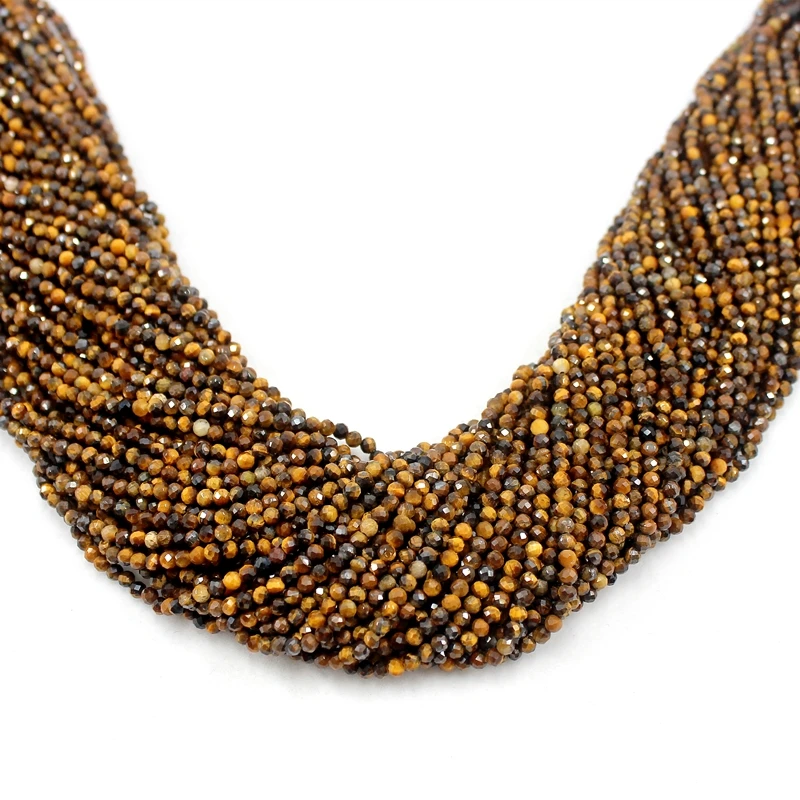 Natural Faceted Tiger Eye 2 3 4MM Cut Micro Small Tiny Stone Beads For Jewelry Making Bracelets Necklace Anklet Factory Prices |
