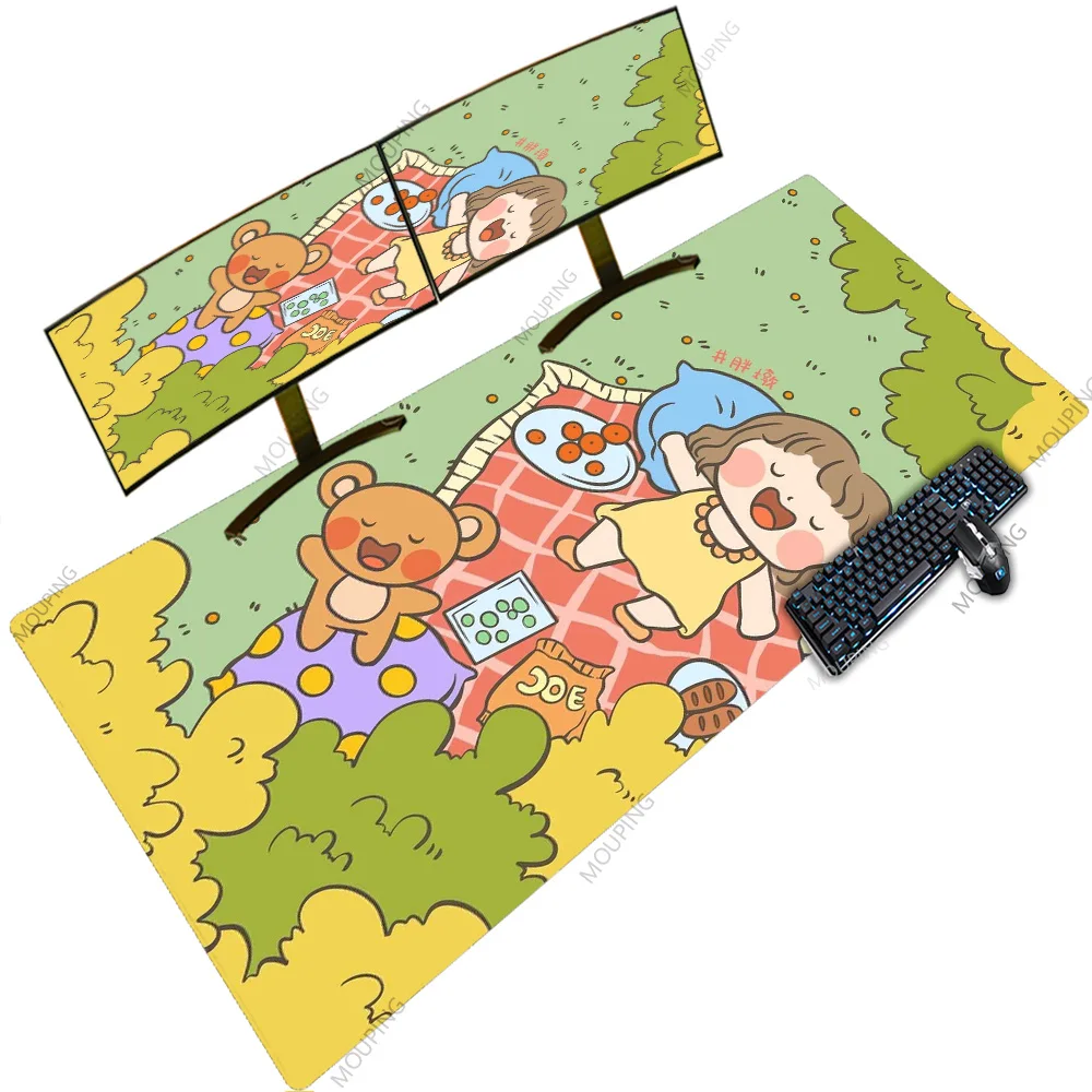 

Office Supplies Cute Green Oversized Mousepad Keyboard Space Computer Products Anime Pads Study Desk Pc Table Values Xxxxl Mats