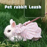 pet rabbit leash with traction rope kitten lop eared rabbit floral dress small pet clothes photo decorations pet accessories