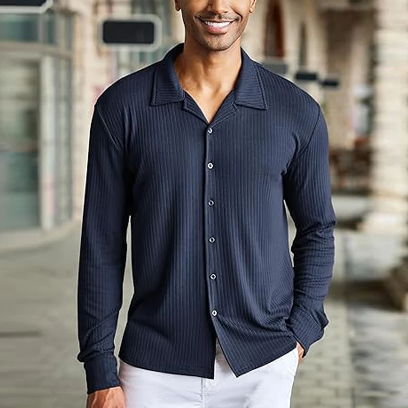 Рубашка мужская классическая с длинным рукавом приталенная Повседневная