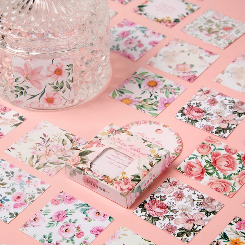 

48Ppcs Plants Flowers Boxed Stickers Vintage Decorative Scrapbooking Label Diary Album Journal Planner Cute Sticker Stationery